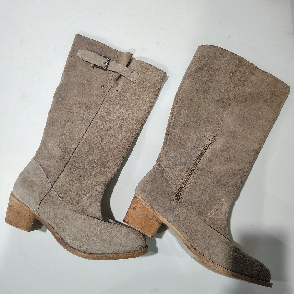 Torrid Women's Suede Knee-High Wide Width Heel Boots - Tan Size 9W NWNB